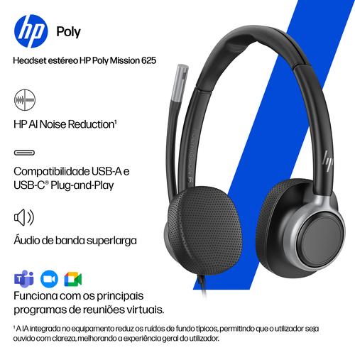 HP Poly Mission 625 Stereo USB Wired Headset - Image 8