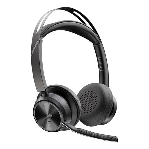 HP Poly Voyager Focus 2 Microsoft Teams Certified USB-C-C Headset +USB-C/A Adapter +Charging Stand - Image 1