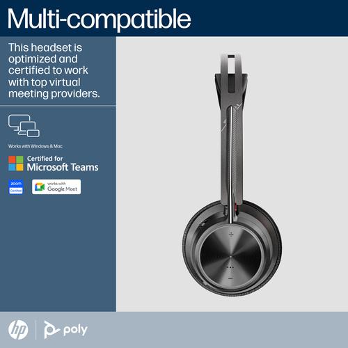 HP Poly Voyager Focus 2 Microsoft Teams Certified USB-C-C Headset +USB-C/A Adapter +Charging Stand - Image 3