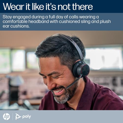 HP Poly Voyager Focus 2 Microsoft Teams Certified USB-C-C Headset +USB-C/A Adapter +Charging Stand - Image 6