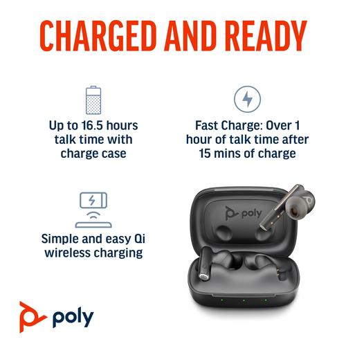 HP Poly Voyager Free 60+ UC M Carbon Black Earbuds + BT700 USB-C-adapter + oplaadcase met touchscreen - Image 6