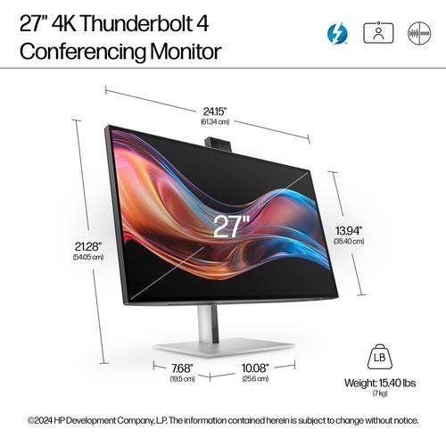 HP Serie 7 Pro 27 inch 4K Conferencing Monitor - 727pm - Image 8