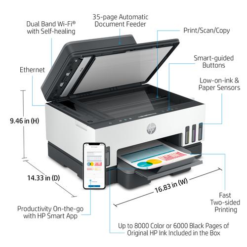 HP Smart Tank 7306 Draadloos All-in-One Kleur Printer, Dubbelzijdig printen; Kopieerapparaat, Scanner - Image 2