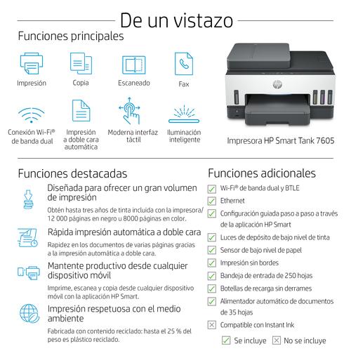 HP Smart Tank 7605 Draadloos All-in-One Kleur Printer, Dubbelzijdig printen; Kopieerapparaat, Scanner - Image 8