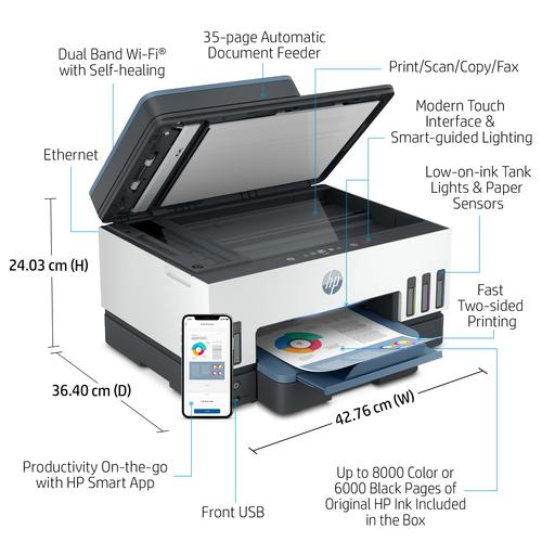 HP Smart Tank 7606 Draadloos All-in-One Kleur Printer, Dubbelzijdig printen; Kopieerapparaat, Scanner - Image 3