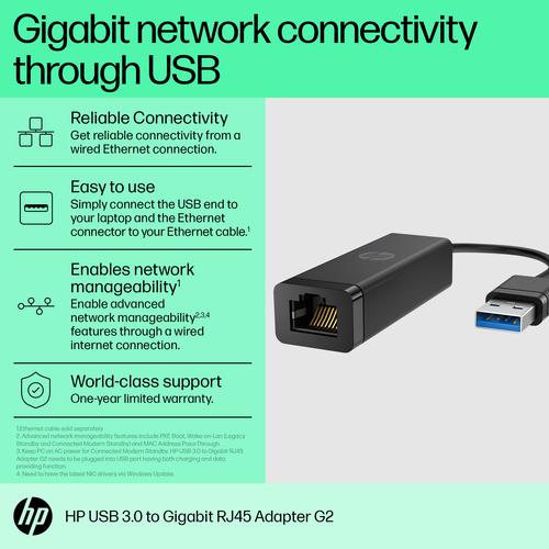 HP USB 3.0-naar-Gigabit RJ45-adapter G2 - Image 3