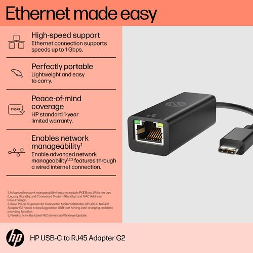 HP USB-C naar RJ45 adapter G2 - Image 3