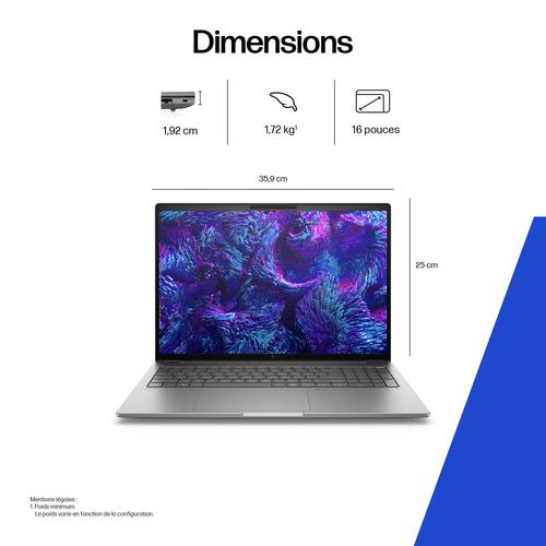HP ZBook 8 G1i 16 Intel Core Ultra 7 255H Mobiel werkstation 40,6 cm (16") WUXGA 32 GB DDR5-SDRAM 1 TB SSD NVIDIA RTX 500 Ada Wi-Fi 7 (802.11be) Windows 11 Pro AI Workstation, AI PC Zilver - Image 2