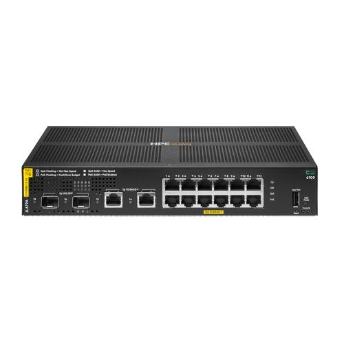 HPE Aruba Networking CX 6100 12G Class4 PoE 2G/2SFP+ 139W Switch Managed L3 Gigabit Ethernet (10/100/1000) Power over Ethernet (PoE) 1U Zwart - Image 1