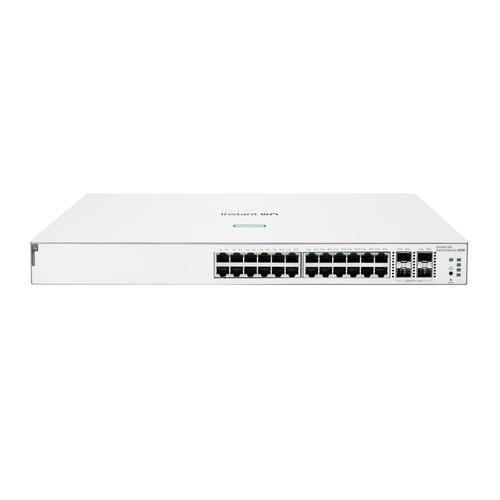 HPE Aruba Networking Networking Instant On Switch 24p Gigabit CL4 PoE 4p SFP+ 195W 1930 Managed L2/L3/L4 Gigabit Ethernet (10/100/1000) Power over Ethernet (PoE) 1U Wit - Image 1