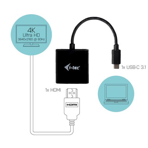 i-tec C31HDMI60HZP video kabel adapter 0,15 m USB Type-C HDMI Zwart, Turkoois - Image 3