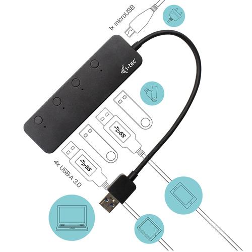 i-tec U3CHARGEHUB4 interface hub USB 3.2 Gen 1 (3.1 Gen 1) Type-A 5 Mbit/s Zwart - Image 4