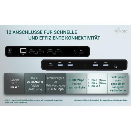 i-tec Universal Dual 4K Display Docking Station + Power Delivery 85W - Image 4