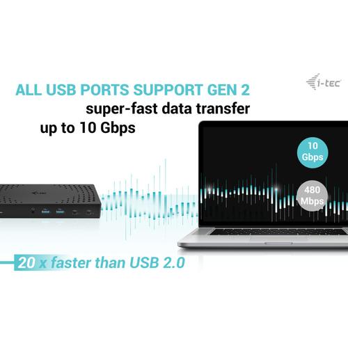 i-tec USB 3.0 / USB-C / Thunderbolt, 3x 4K Docking Station Gen 2 + Power Delivery 100W - Image 2
