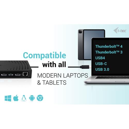 i-tec USB 3.0 / USB-C / Thunderbolt, 3x 4K Docking Station Gen 2 + Power Delivery 100W - Image 3