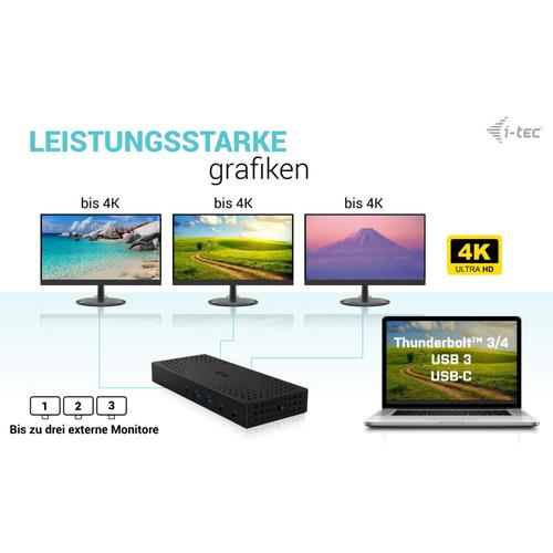 i-tec USB 3.0 / USB-C / Thunderbolt, 3x 4K Docking Station Gen 2 + Power Delivery 100W - Image 8
