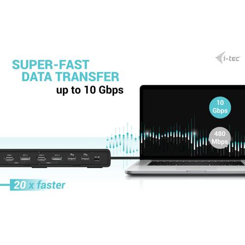 i-tec USB 3.0 / USB-C / Thunderbolt 3 Dual Display Docking Station Gen2 + Power Delivery 100W - Image 2