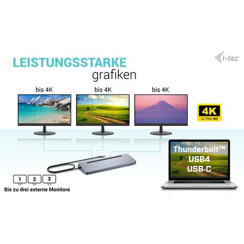 i-tec USB-C Metal Ergonomic 3x 4K Display Docking Station with Power Delivery 100 W + Universal Charger 100 W - Image 6