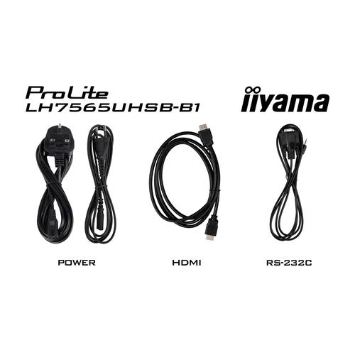 iiyama LH7565UHSB-B1 beeldkrant Kiosk-ontwerp 189,2 cm (74.5") LED Wifi 800 cd/m² 4K Ultra HD Zwart Type processor Android 11 24/7 - Image 9