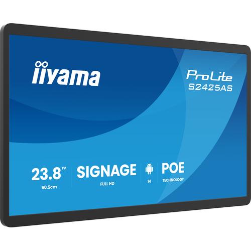 iiyama ProLite S2425AS-B1P Digitale signage flatscreen 60,5 cm (23.8") LCD Wifi 500 cd/m² Full HD Zwart Type processor Android 24/7 - Image 1