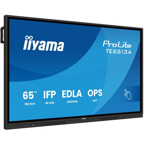 iiyama TE6513A-B2AG beeldkrant Interactief flatscreen 163,8 cm (64.5") Wifi 500 cd/m² 4K Ultra HD Zwart Touchscreen Type processor Android 24/7