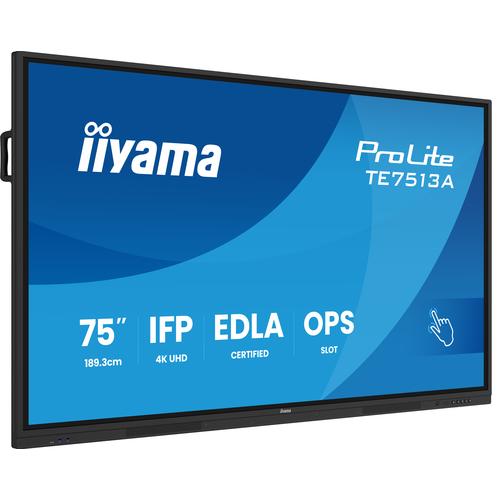 iiyama TE7513A-B1AG beeldkrant Interactief flatscreen 190,5 cm (75") Wifi 500 cd/m² 4K Ultra HD Zwart Touchscreen Type processor Android 18/7 - Image 1