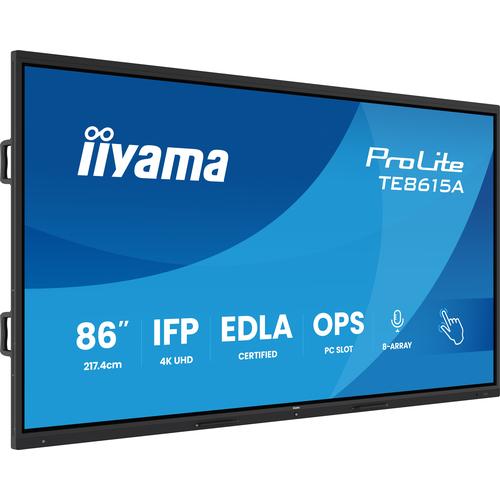 iiyama TE8615A-B2AG beeldkrant Kiosk-ontwerp 2,17 m (85.6") Wifi 550 cd/m² 4K Ultra HD Zwart Touchscreen Type processor Android 24/7