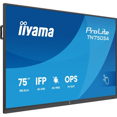 iiyama TN7505A-B1AG beeldkrant Interactief flatscreen 189,3 cm (74.5") 500 cd/m² 4K Ultra HD Zwart Touchscreen