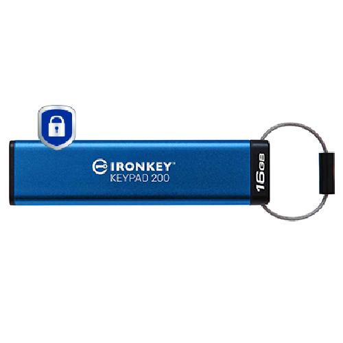 Kingston Technology IronKey 16GB Keypad 200, FIPS 140-3 Lvl 3 AES-256 versleuteld