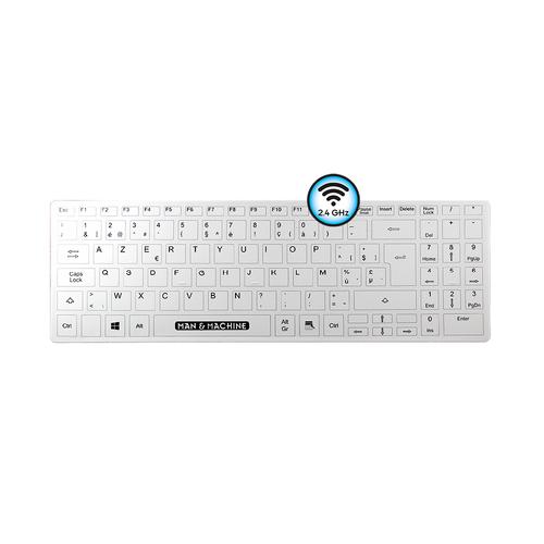 Man & Machine Its Cool Flat Wireless toetsenbord Universeel USB AZERTY Belgisch Wit - Image 1