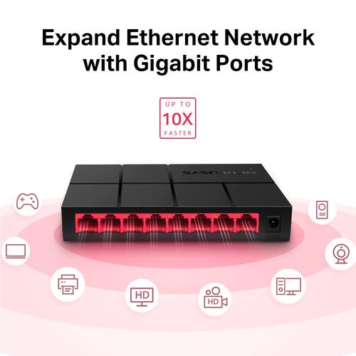 Mercusys MS108G netwerk-switch Unmanaged Gigabit Ethernet (10/100/1000) Zwart - Image 5