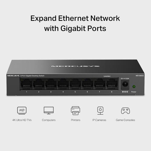 Mercusys MS108GS netwerk-switch Unmanaged Gigabit Ethernet (10/100/1000) Zwart - Image 5