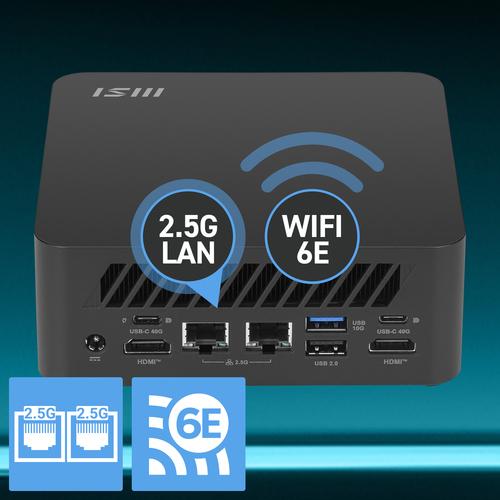 MSI Cubi Z AI 8M AMD Ryzen 7 8845HS Barebone 0.9L sized PC Zwart AMD SoC 3,8 GHz Ingebouwde luidsprekers - Image 4