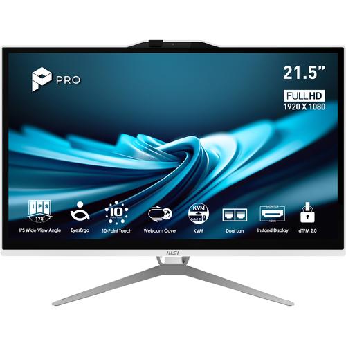 MSI Pro AP222T 14M-623EU Intel® Pentium® Gold G7400 54,6 cm (21.5") 1920 x 1080 Pixels Touchscreen Alles-in-één-pc 8 GB DDR4-SDRAM 128 GB SSD Windows 11 Pro Wi-Fi 5 (802.11ac) Wit