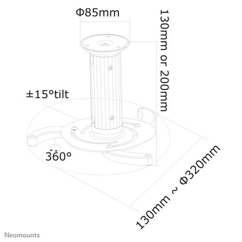 Neomounts BEAMER-C80 Beamer plafondbeugel - h 13-20 cm - full motion - Image 2