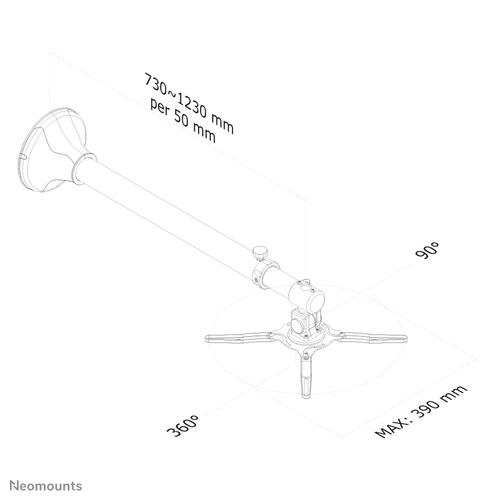 Neomounts BEAMER-W100SILVER Beamer muurbeugel - d 73-123 cm - full motion - Image 3