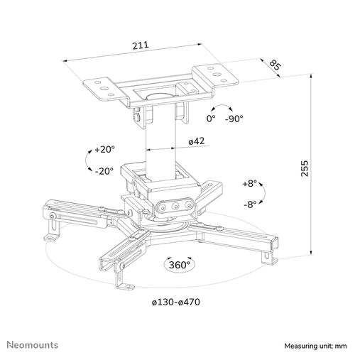 Neomounts CL25-530BL1 Beamer plafondbeugel - h 25,5 cm - Easy Install - full motion - Image 7