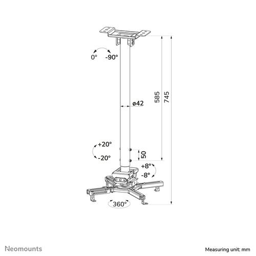 Neomounts CL25-550BL1 Beamer plafondbeugel - h 74,5-114,5 cm - Easy Install - full motion - Image 9