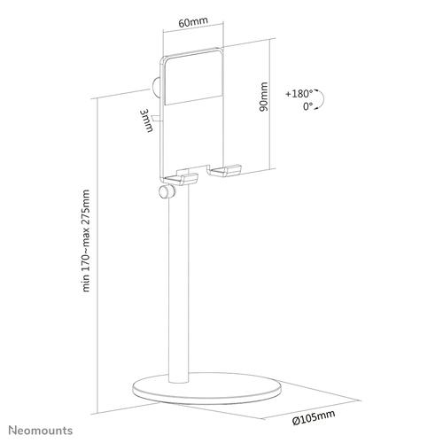 Neomounts DS10-200SL1 Telefoonstandaard tot 7" - hoogteverstelbaar - universeel - Image 4