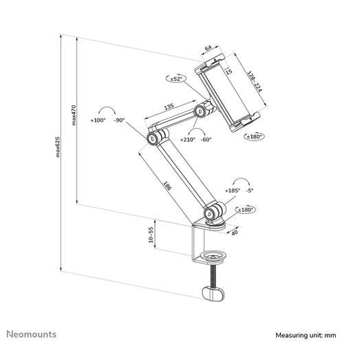 Neomounts DS15-545WH1 Tablet houder bureauklem 4.7-12.9" - universeel - full motion - Image 10