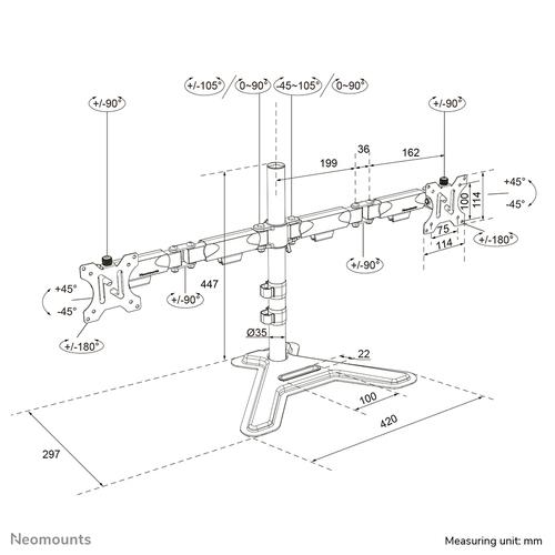 Neomounts DS45-600BL2 Monitorstandaard voor twee schermen 10-32 - Image 8