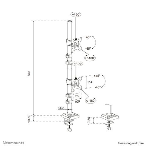 Neomounts DS60-600BL2V Monitorarm voor twee schermen 10-32 - Image 4