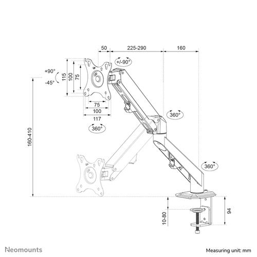 Neomounts DS70-700BL1 Monitorarm 17-27" - gasveer - Image 10