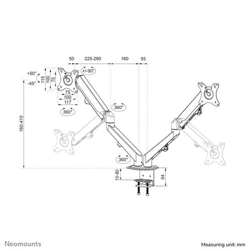 Neomounts DS70-700BL2 Monitorarm 17-27" - gasveer - Image 5