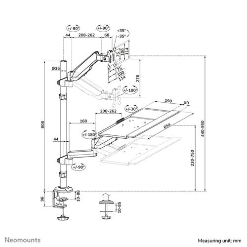 Neomounts DS90-325BL1 Zit-sta werkstation bureau 17-32" - gasveer - Image 8