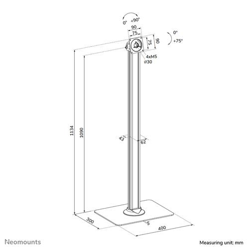 Neomounts FL15-627BL1 Tablet vloerstandaard - max 3 kg - Image 5