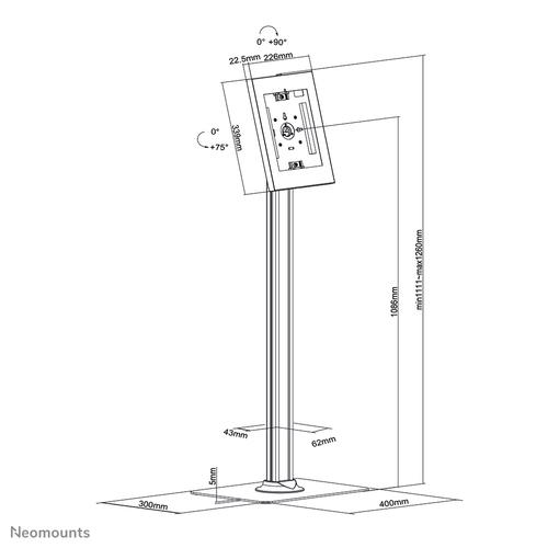 Neomounts FL15-650WH1 Tablet vloerstandaard 9.7-11" - vergrendelbaar - Image 3