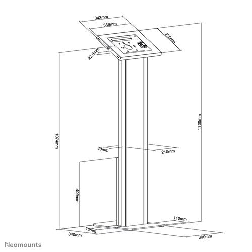 Neomounts FL15-750WH1 Tablet vloerstandaard 9.7-11" - vergrendelbaar - Image 4