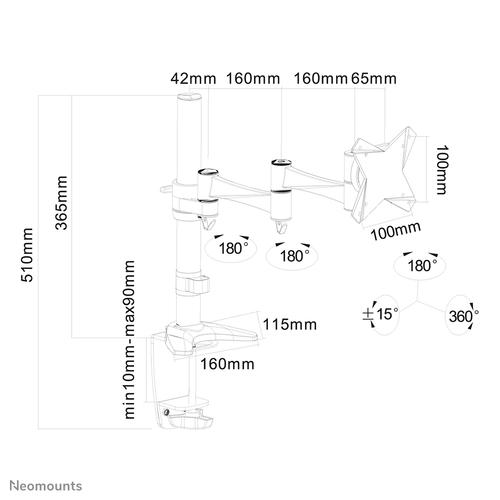 Neomounts FPMA-D1330WHITE Monitorarm 10-30 - Image 3