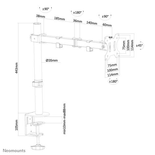 Neomounts FPMA-D550BLACK Monitorarm 10-32 - Image 8